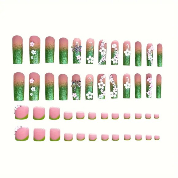 A set of 48 pcs hand and foot nail set, gentle and fashionable summer manicure - Picture 2 of 7